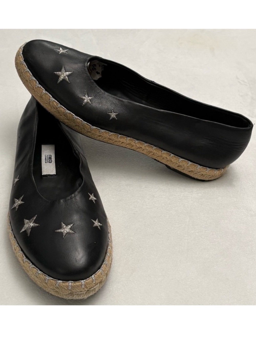 Miista Black Star-Embroidered Espadrille Flats Size 40
